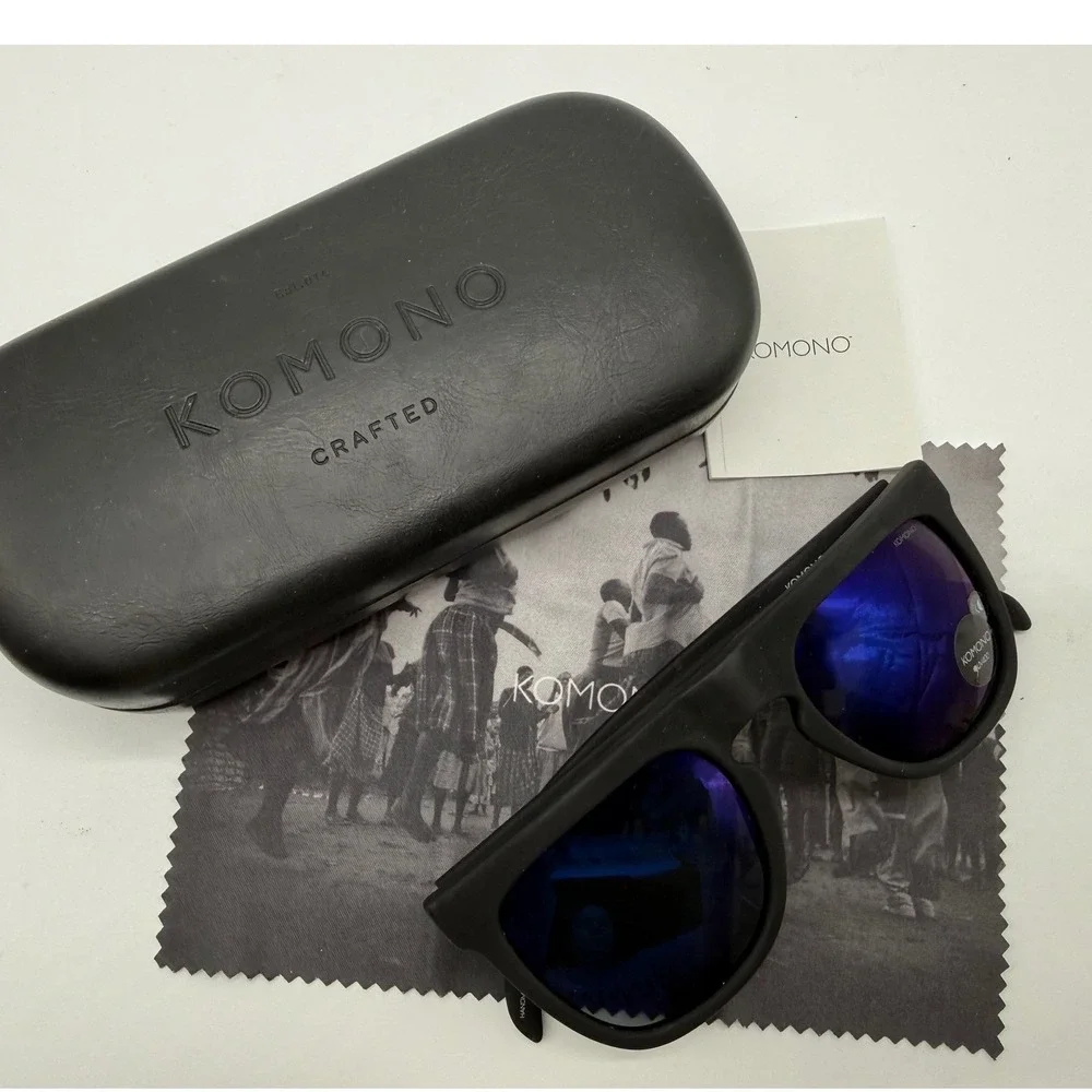 Komono‎ The Bennet Sunglasses Unisex One Size Black New UV400 Blue Mirror Lens